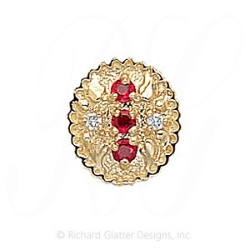 GS315 R/D - 14 Karat Gold Slide with Ruby center and Diamond accents 